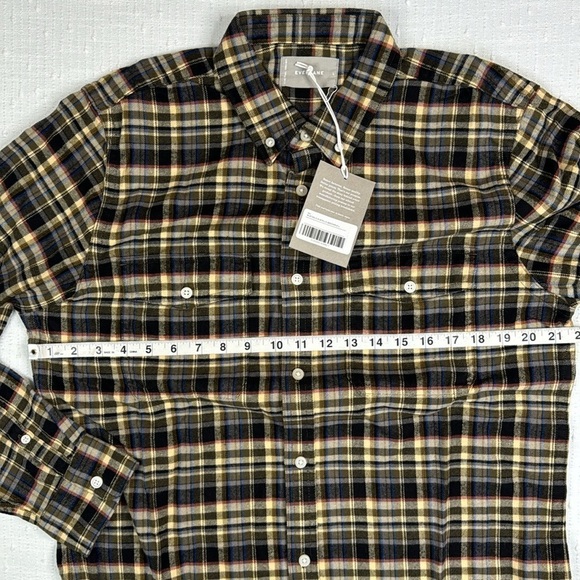 Everlane Men's Plaid Button Down Shirt - Brown and Yellow - Picture 7 of 12